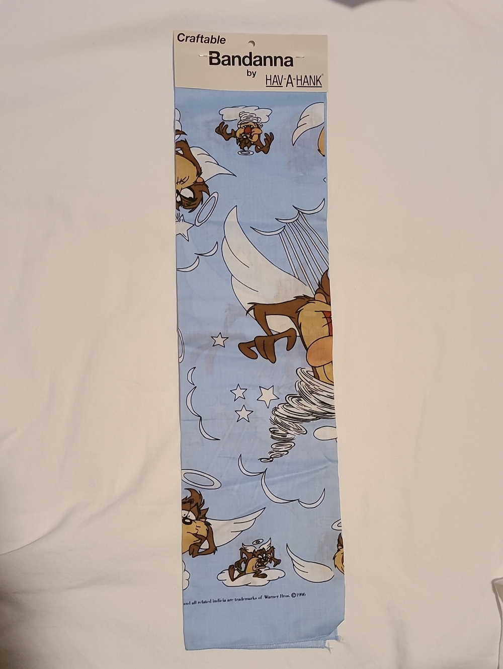 Vintage 1996 Looney Tunes Bandanna Taz Tasmanian Devil Angel Wings USA NWT